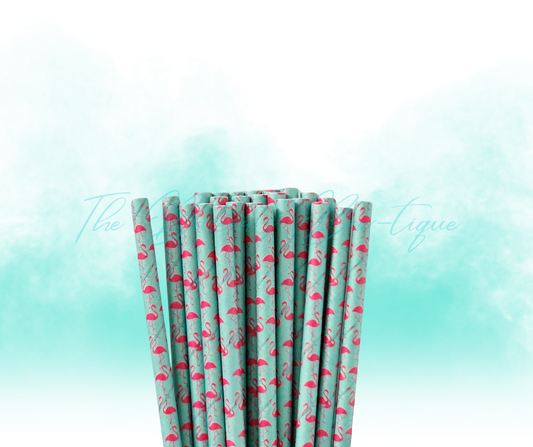 FLAMINGO BLUE Paper Straws