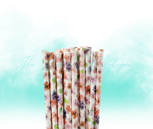 WATERCOLOR FLORAL Paper Straws