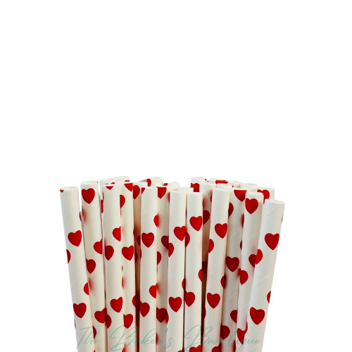 RED HEARTS Paper Straws