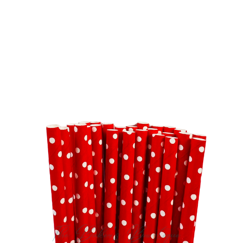 RED with WHITE POLKA DOTS - SMALL Paper Straws