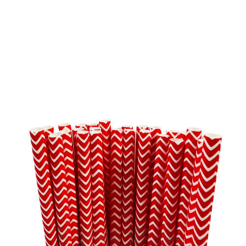 RED CHEVRON Paper Straws