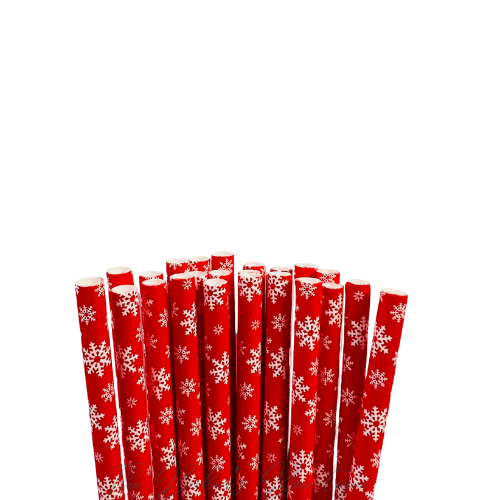 RED SNOWFLAKE Paper Straws