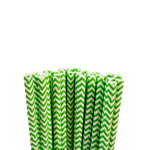 LIME GREEN CHEVRON Paper Straws