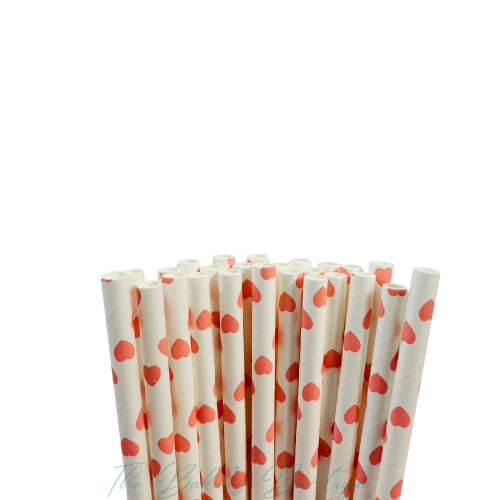 PINK HEART Paper Straws