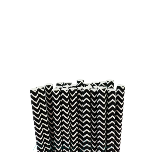 BLACK CHEVRON Paper Straws