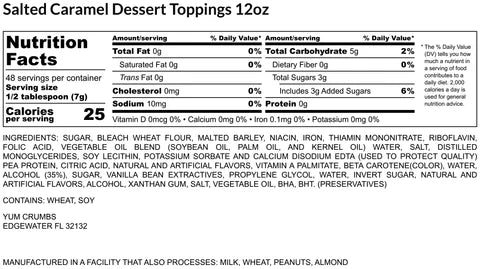 Yum Crumbs Dessert Topping - SALTED CARAMEL, 12 oz.