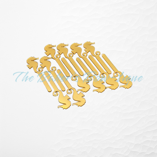 Seahorse Acrylic Popsicle Sticks-Gold - The Baker's Bow-tique