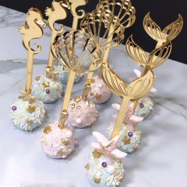 Seahorse Acrylic Popsicle Sticks-Gold - The Baker's Bow-tique
