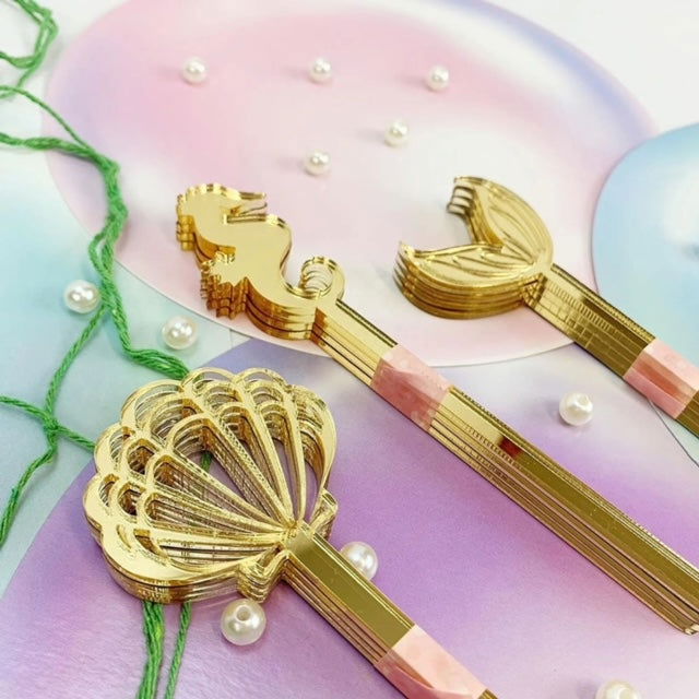 Seahorse Acrylic Popsicle Sticks-Gold - The Baker's Bow-tique