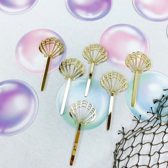 Seashell Acrylic Popsicle Sticks-Gold - The Baker's Bow-tique