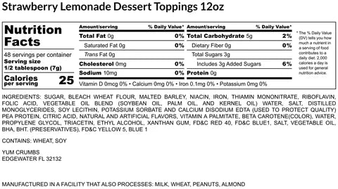 Yum Crumbs Dessert Topping - STRAWBERRY LEMONADE, 12 oz.